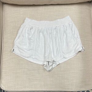 White Elastic Terry Cloth Shorts